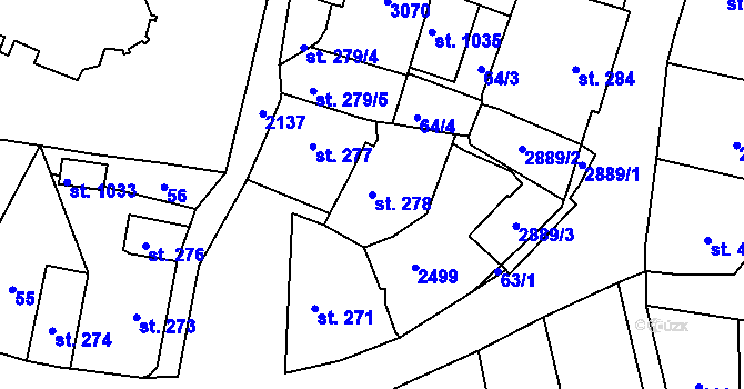 Parcela st. 278 v KÚ Sobotka, Katastrální mapa