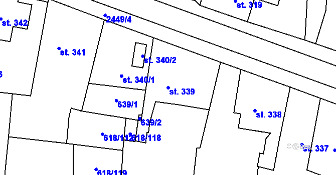 Parcela st. 339 v KÚ Sobotka, Katastrální mapa