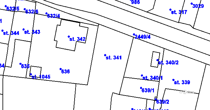 Parcela st. 341 v KÚ Sobotka, Katastrální mapa