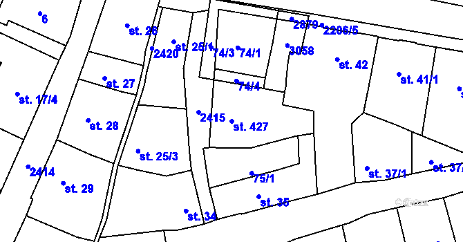 Parcela st. 427 v KÚ Sobotka, Katastrální mapa