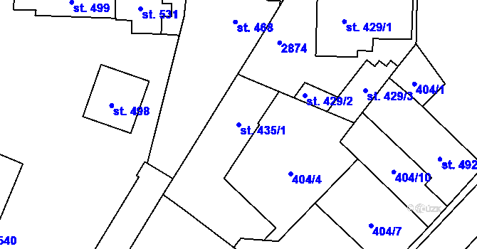 Parcela st. 435/1 v KÚ Sobotka, Katastrální mapa