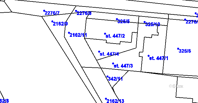 Parcela st. 447/4 v KÚ Sobotka, Katastrální mapa