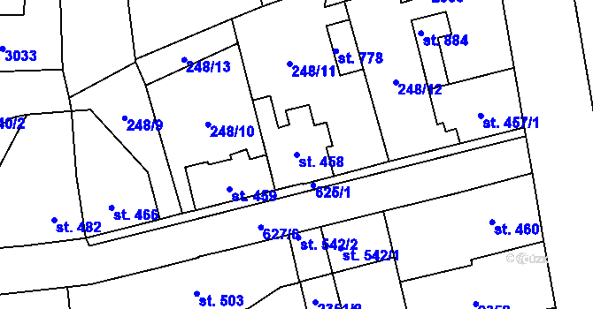 Parcela st. 458 v KÚ Sobotka, Katastrální mapa