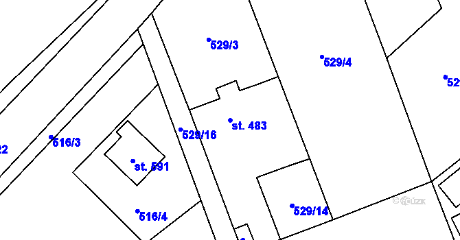 Parcela st. 483 v KÚ Sobotka, Katastrální mapa