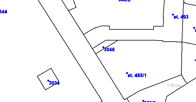 Parcela st. 485/2 v KÚ Sobotka, Katastrální mapa
