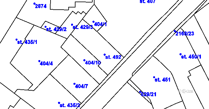Parcela st. 492 v KÚ Sobotka, Katastrální mapa