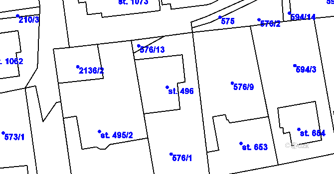 Parcela st. 496 v KÚ Sobotka, Katastrální mapa