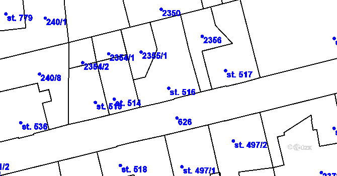 Parcela st. 516 v KÚ Sobotka, Katastrální mapa