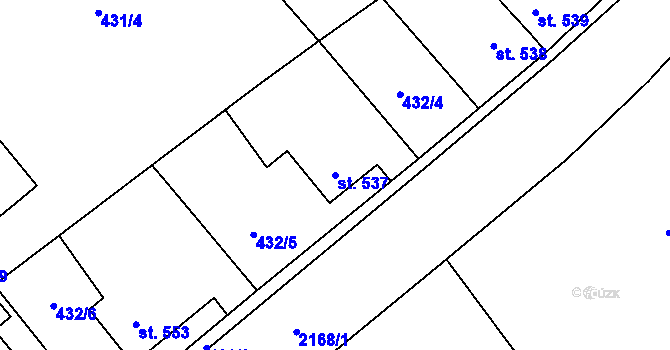 Parcela st. 537 v KÚ Sobotka, Katastrální mapa