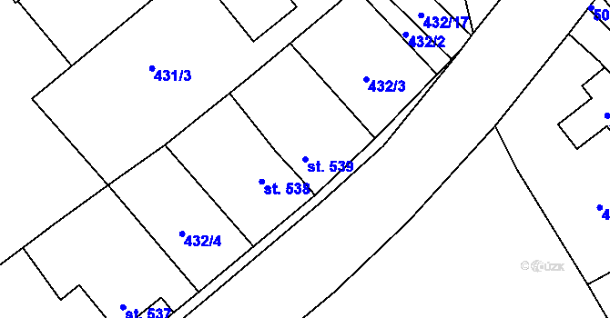 Parcela st. 539 v KÚ Sobotka, Katastrální mapa