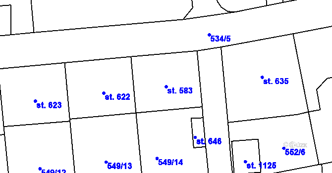 Parcela st. 583 v KÚ Sobotka, Katastrální mapa