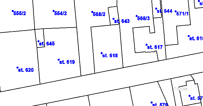 Parcela st. 618 v KÚ Sobotka, Katastrální mapa