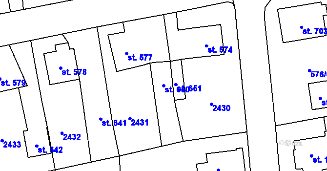 Parcela st. 650 v KÚ Sobotka, Katastrální mapa