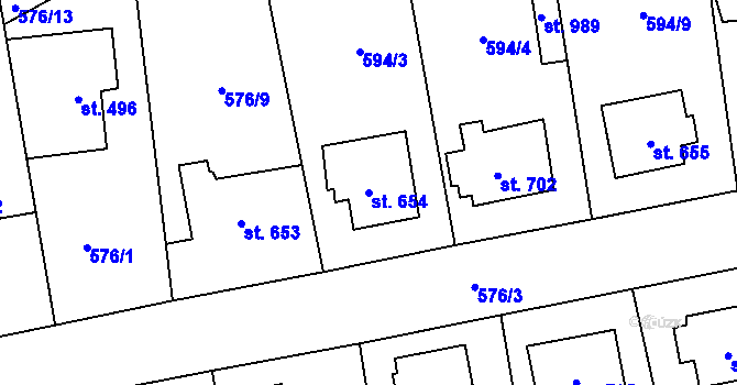 Parcela st. 654 v KÚ Sobotka, Katastrální mapa