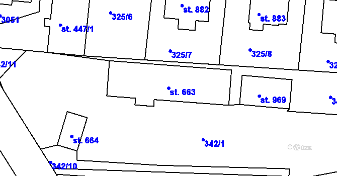 Parcela st. 663 v KÚ Sobotka, Katastrální mapa