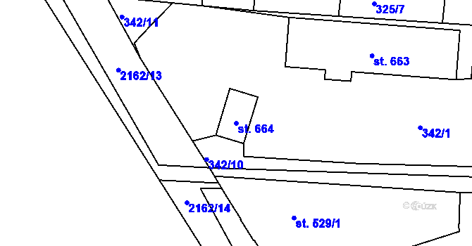 Parcela st. 664 v KÚ Sobotka, Katastrální mapa