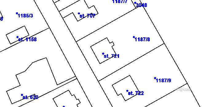 Parcela st. 721 v KÚ Sobotka, Katastrální mapa