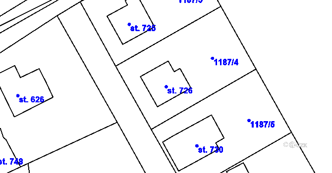 Parcela st. 726 v KÚ Sobotka, Katastrální mapa