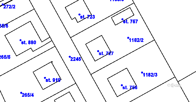 Parcela st. 727 v KÚ Sobotka, Katastrální mapa