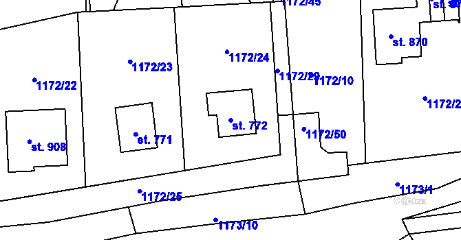 Parcela st. 772 v KÚ Sobotka, Katastrální mapa