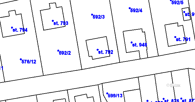 Parcela st. 792 v KÚ Sobotka, Katastrální mapa