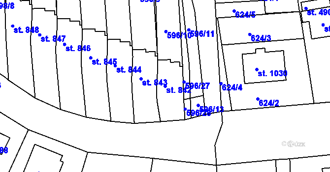 Parcela st. 842 v KÚ Sobotka, Katastrální mapa