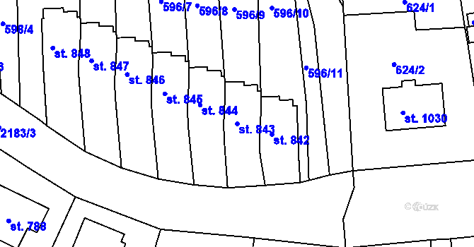 Parcela st. 843 v KÚ Sobotka, Katastrální mapa