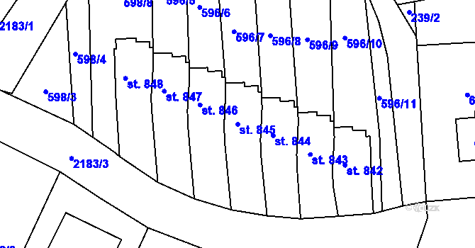 Parcela st. 845 v KÚ Sobotka, Katastrální mapa