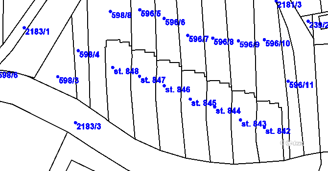 Parcela st. 846 v KÚ Sobotka, Katastrální mapa