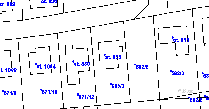 Parcela st. 853 v KÚ Sobotka, Katastrální mapa