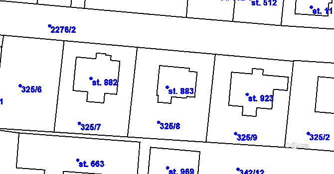 Parcela st. 883 v KÚ Sobotka, Katastrální mapa