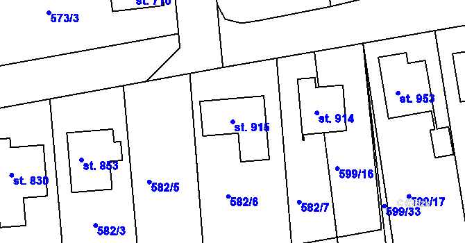 Parcela st. 915 v KÚ Sobotka, Katastrální mapa
