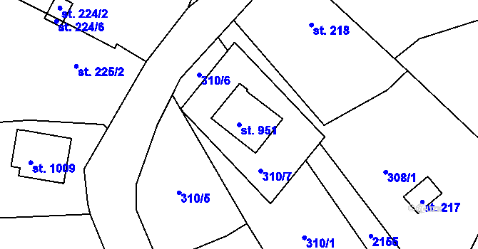 Parcela st. 951 v KÚ Sobotka, Katastrální mapa