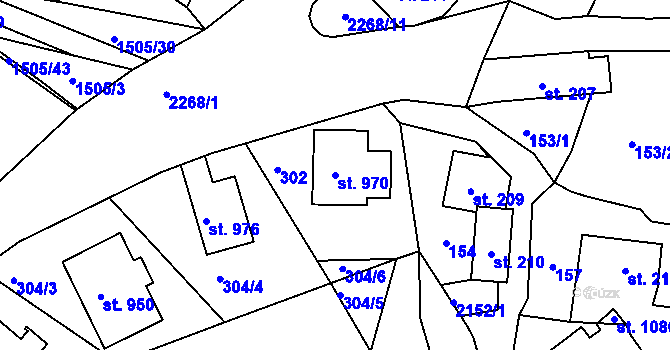 Parcela st. 970 v KÚ Sobotka, Katastrální mapa