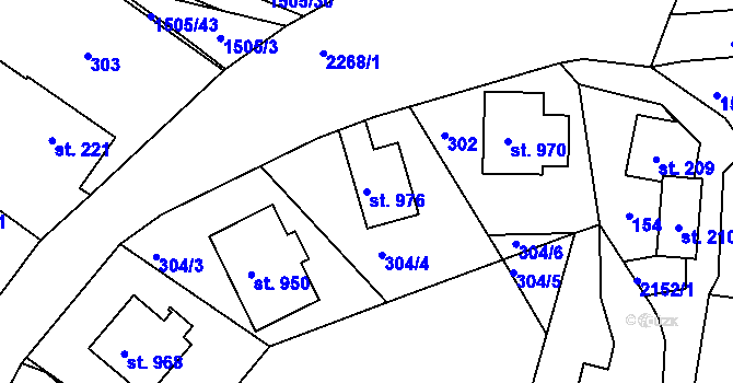 Parcela st. 976 v KÚ Sobotka, Katastrální mapa