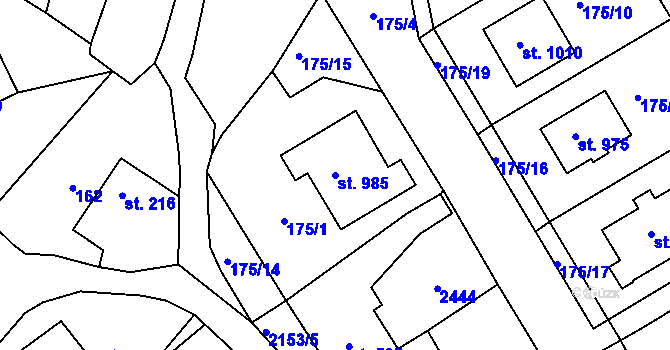 Parcela st. 985 v KÚ Sobotka, Katastrální mapa