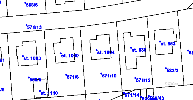 Parcela st. 1004 v KÚ Sobotka, Katastrální mapa