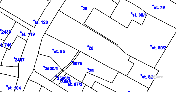 Parcela st. 28 v KÚ Sobotka, Katastrální mapa