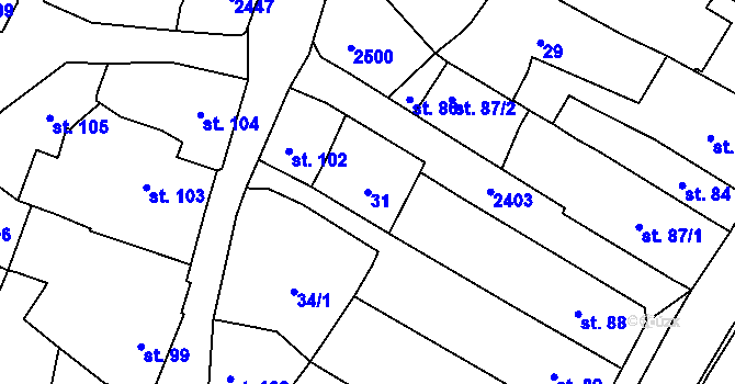 Parcela st. 31 v KÚ Sobotka, Katastrální mapa