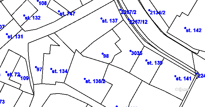 Parcela st. 98 v KÚ Sobotka, Katastrální mapa