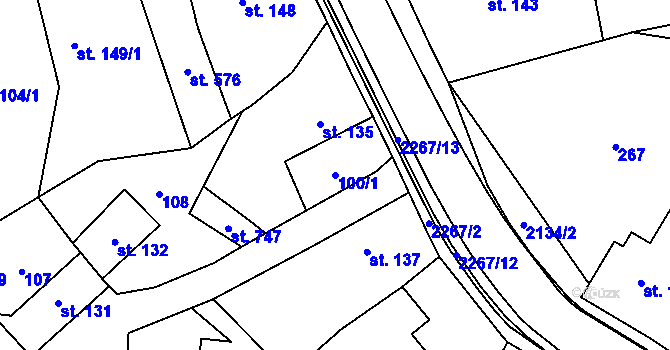 Parcela st. 100/1 v KÚ Sobotka, Katastrální mapa