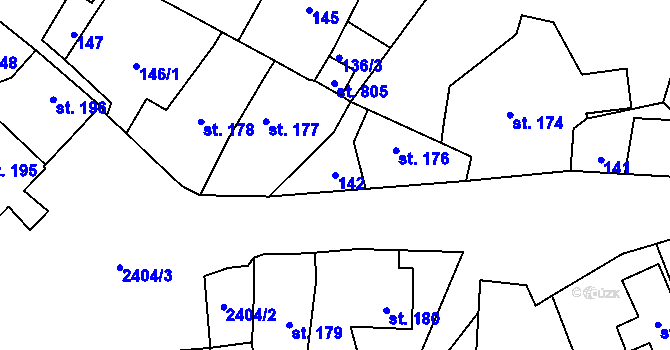Parcela st. 142 v KÚ Sobotka, Katastrální mapa