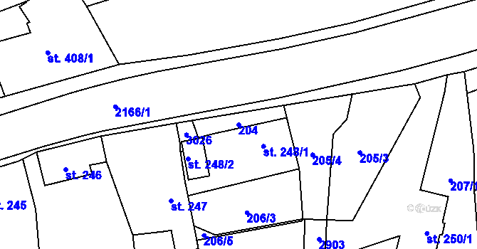 Parcela st. 204 v KÚ Sobotka, Katastrální mapa
