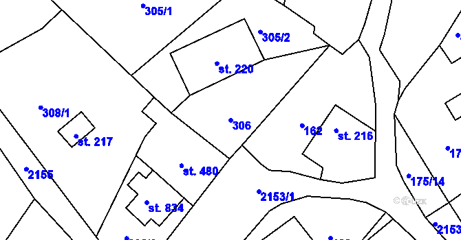 Parcela st. 306 v KÚ Sobotka, Katastrální mapa