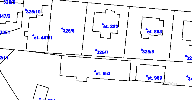 Parcela st. 325/7 v KÚ Sobotka, Katastrální mapa
