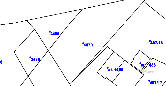Parcela st. 407/1 v KÚ Sobotka, Katastrální mapa