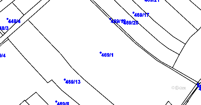 Parcela st. 469/1 v KÚ Sobotka, Katastrální mapa