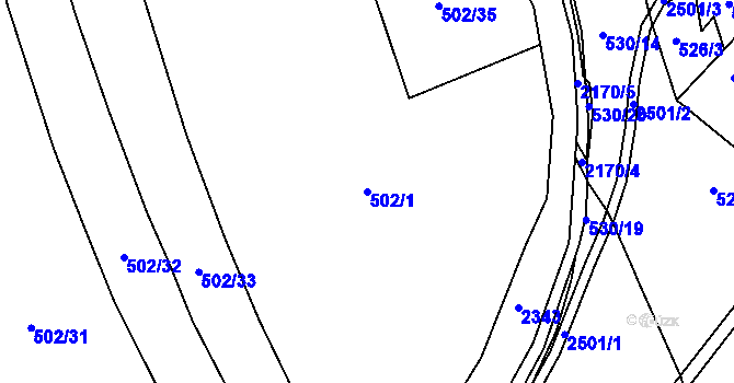Parcela st. 502/1 v KÚ Sobotka, Katastrální mapa