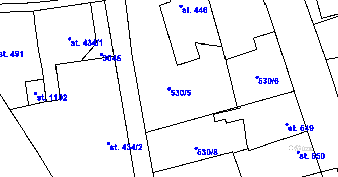 Parcela st. 530/5 v KÚ Sobotka, Katastrální mapa