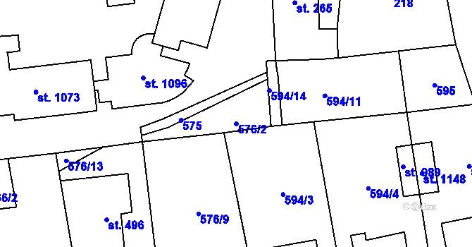 Parcela st. 576/2 v KÚ Sobotka, Katastrální mapa